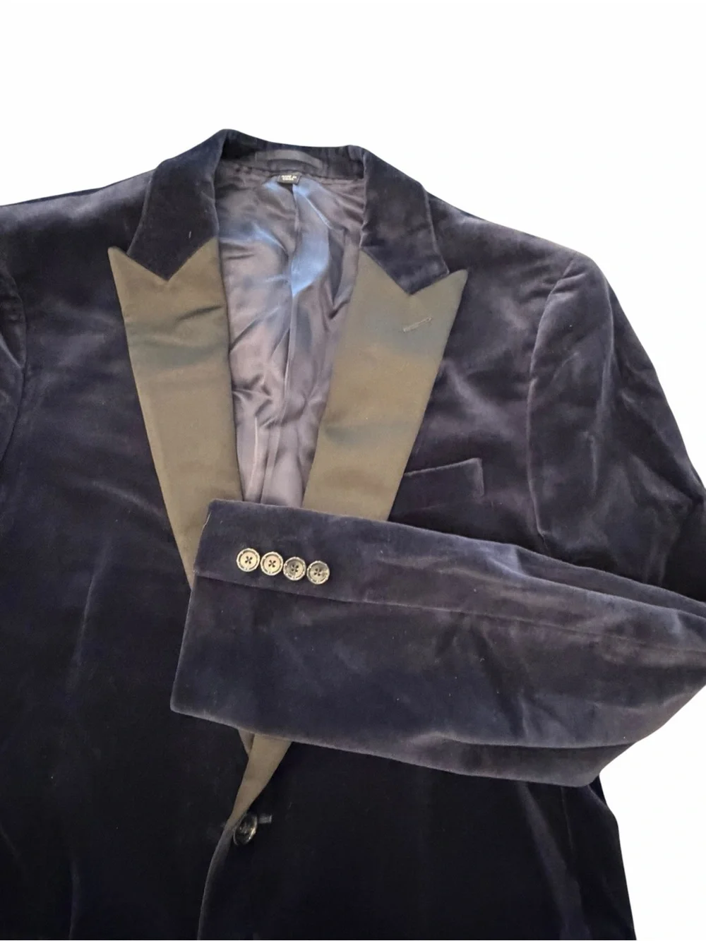 J CREW Ludlow Shawl Collar Tuxedo Dinner Jacket Mens 42 R Slim Navy Blue Velvet